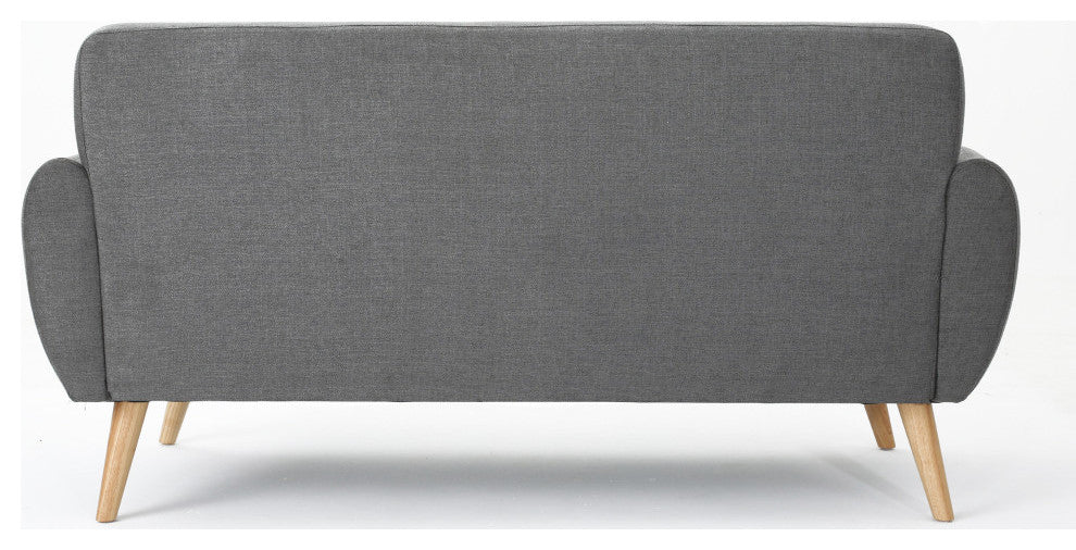 GDF Studio Eunice Petite Mid Century Modern Tufted Fabric Sofa, Dark Gray