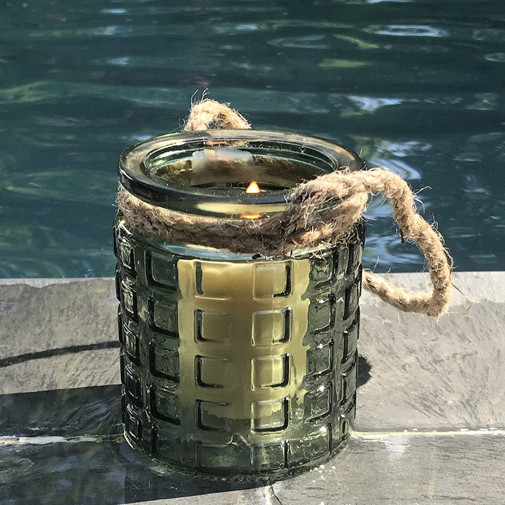 Rope Wrapped Glass Hurricanes, 3.5 "