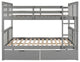 Gewnee Wood Full over Full Bunk Bed with Drawers and Ladder in Gray