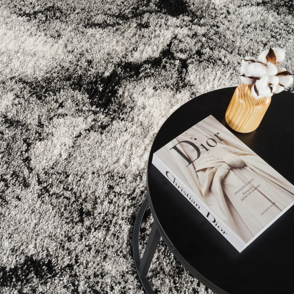 Shag Adrian Gray/Black Rug, 8'9"x12'2"