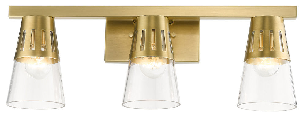 3 Light Natural Brass Vanity Sconce