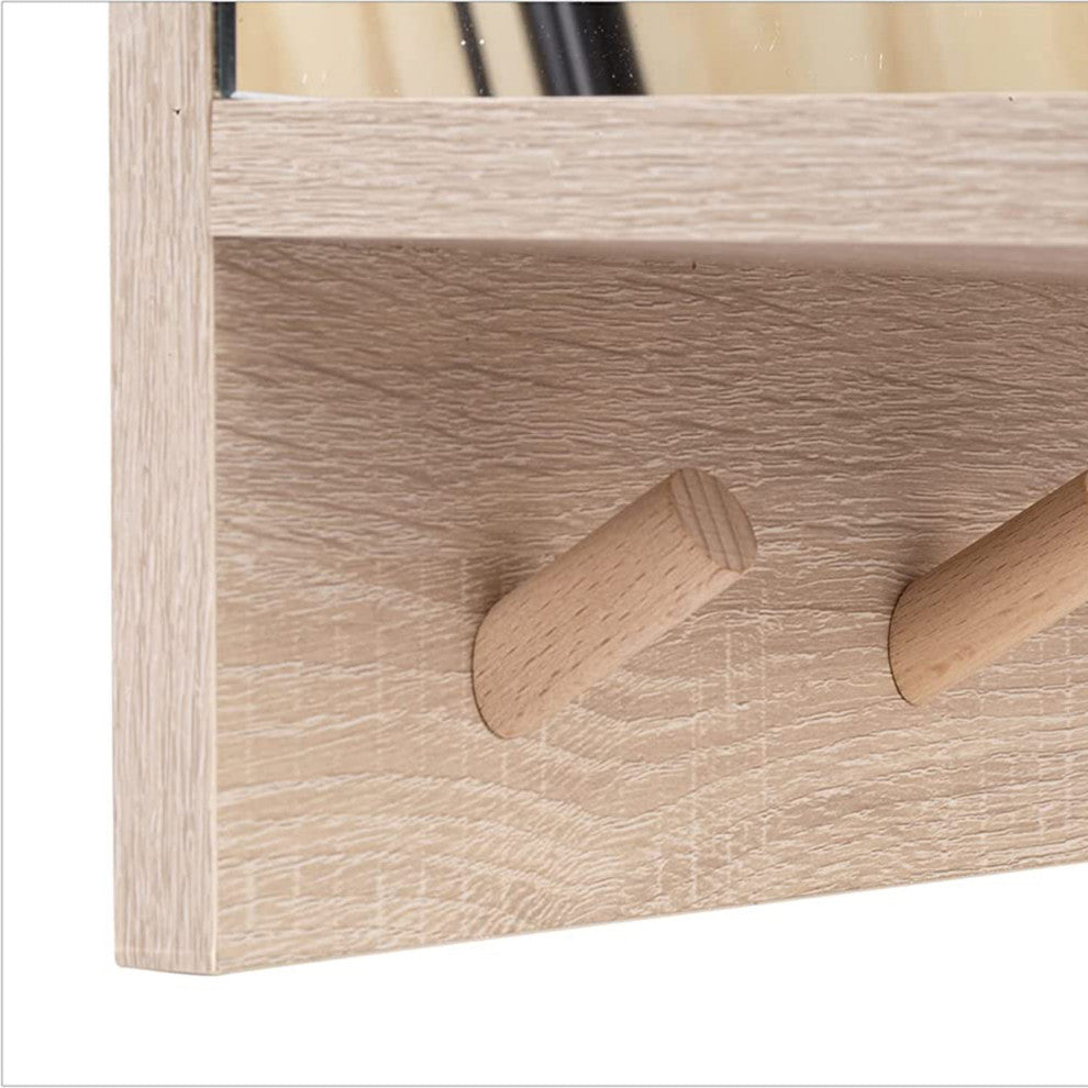 Alva 16" Mirror With Display Shelf & Four Storage Hooks