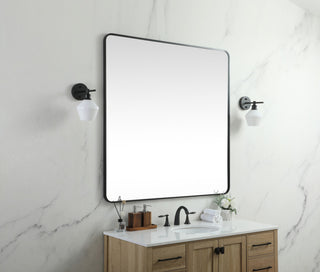 Ellis Soft Corner Metal Square Mirror 48x48 Inch, Black