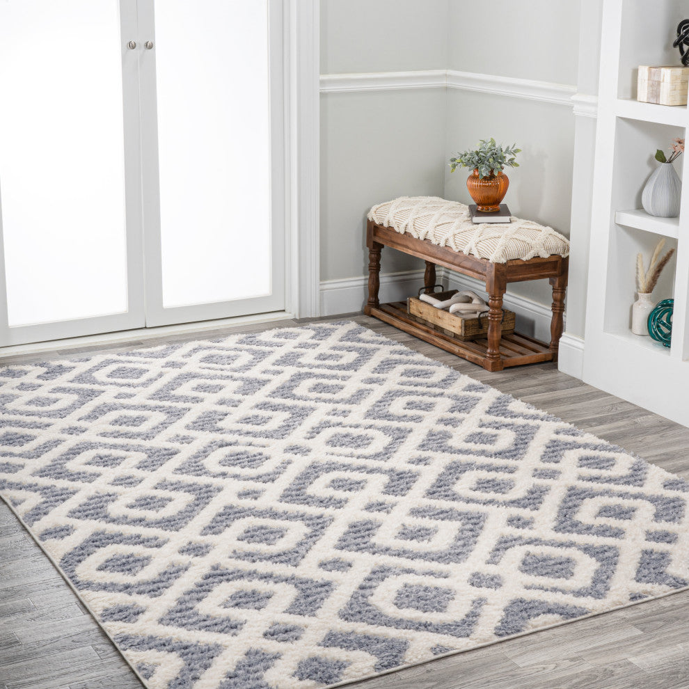 Astrid Retro Trellis High-Low Cream/Gray 4'x6' Area Rug