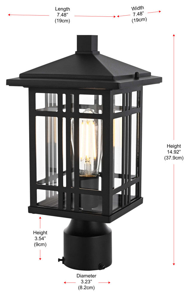 Home Living 15" Outdoor Post light, Black