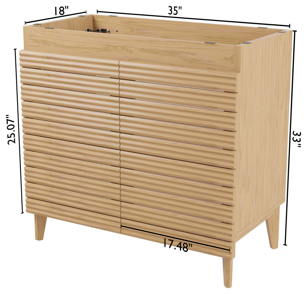 36" Modern Farmhouse 2-Shelf Bath Vanity Cabinet Only (Sink Basin not Included)