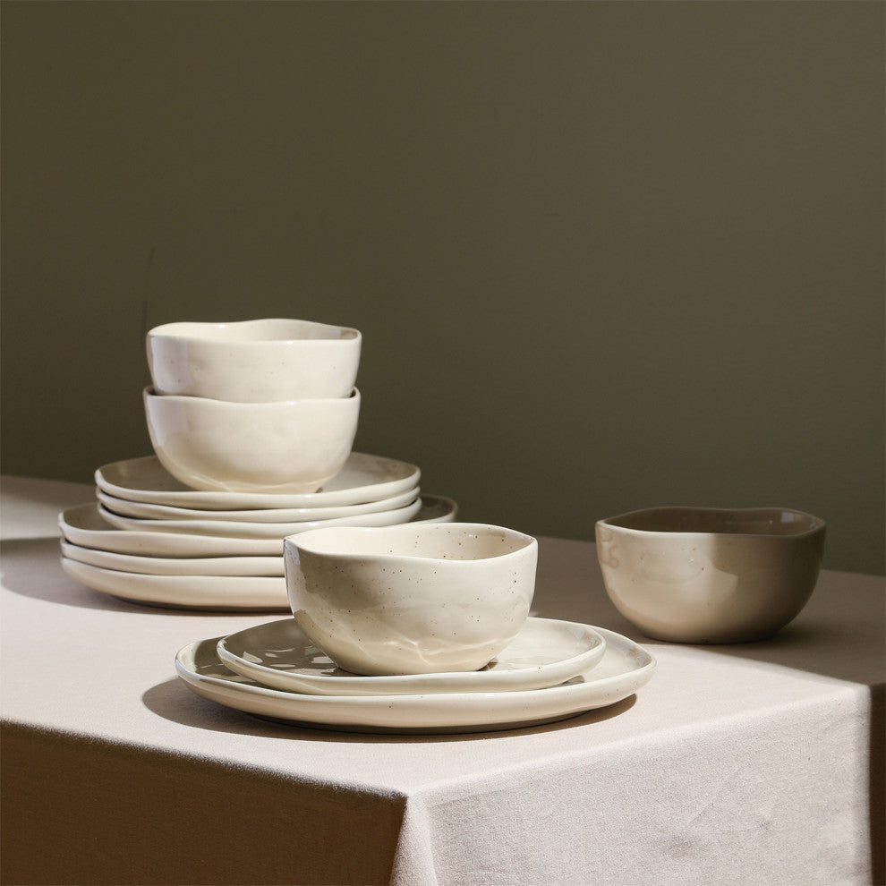 Stone Lain Mirella Stoneware 24-Piece Dinnerware Set, Beige