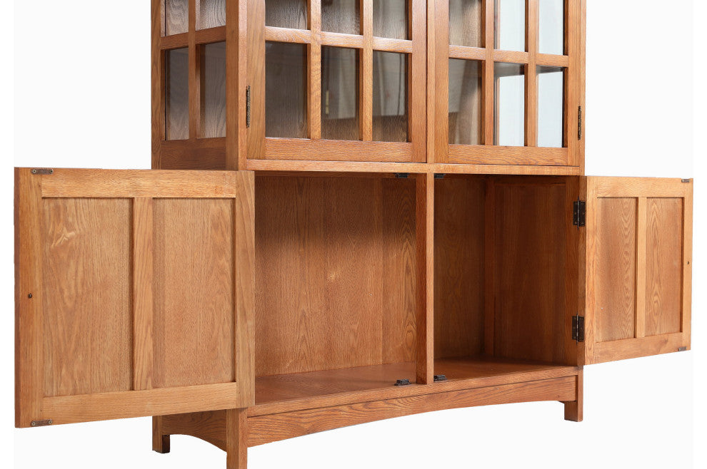 Arts and Crafts Mission Solid Oak China Cabinet, Michael's Cherry