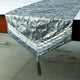 Table Runner Blue Jacquard Silk, Beaded, Foil Tassels - Hexagonal Foil
