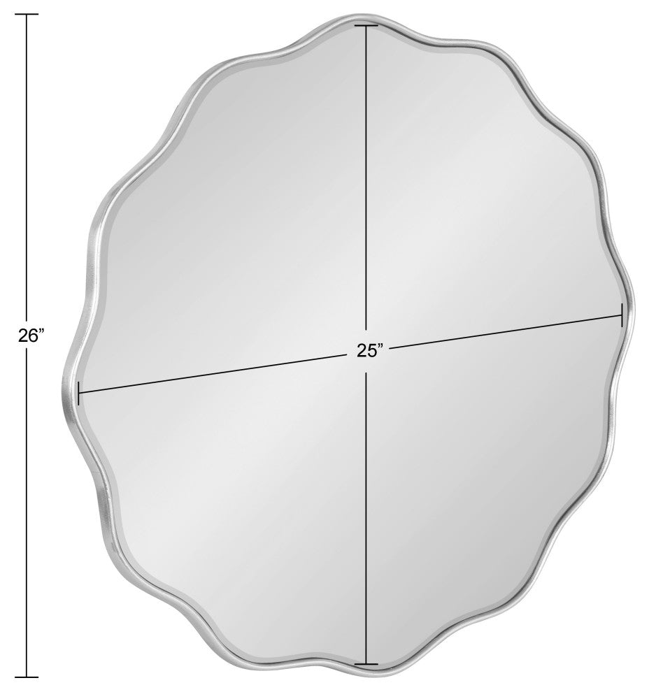 Viona Round Scalloped Mirror, Silver 26" Diameter