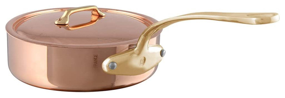 Mauviel M''200 B 2mm Copper Sautepan With Lid & Brass Handle, 1.9-qt