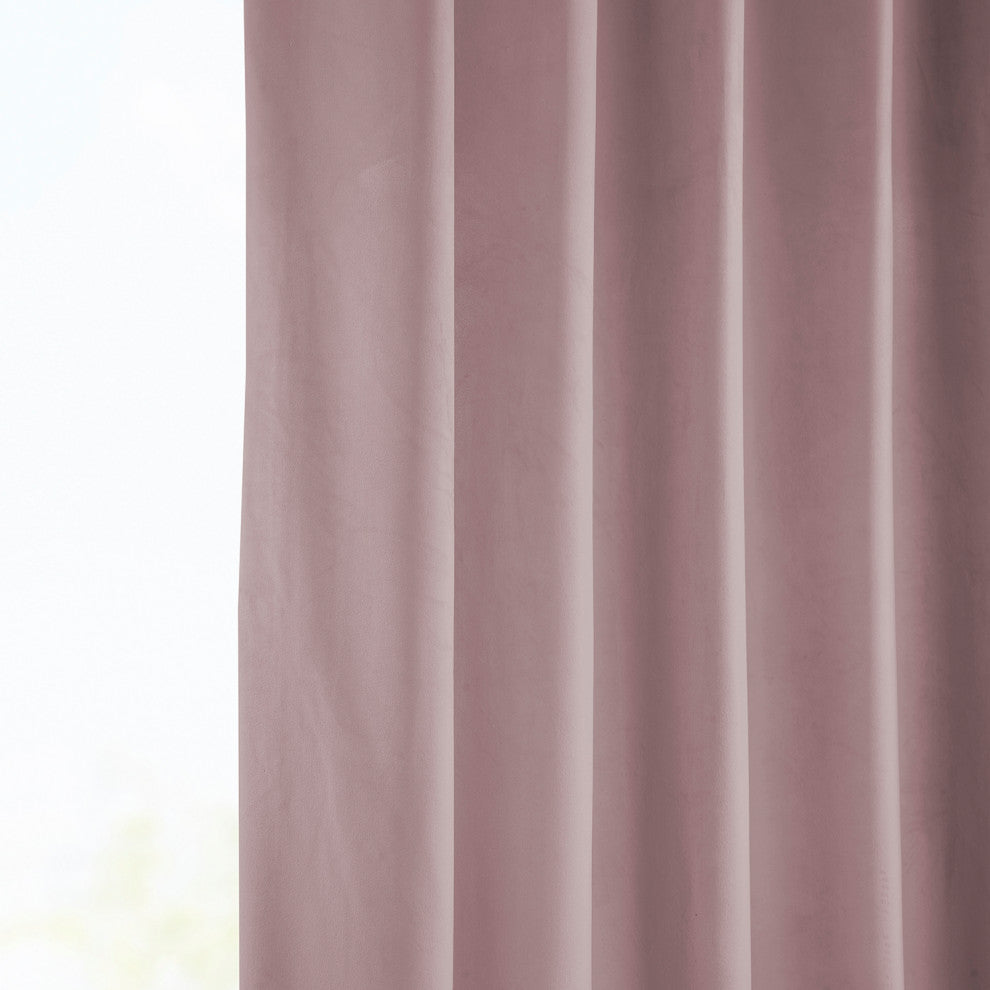 Heritage Plush Velvet Curtain Single Panel, Ballet Pink, 50"x84"