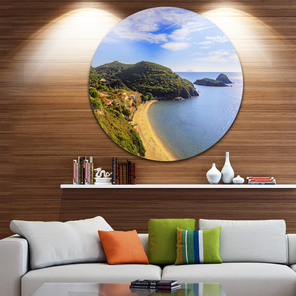 Innamorata Beach And Gemini Islets, Seashore Disc Metal Wall Art, 11"