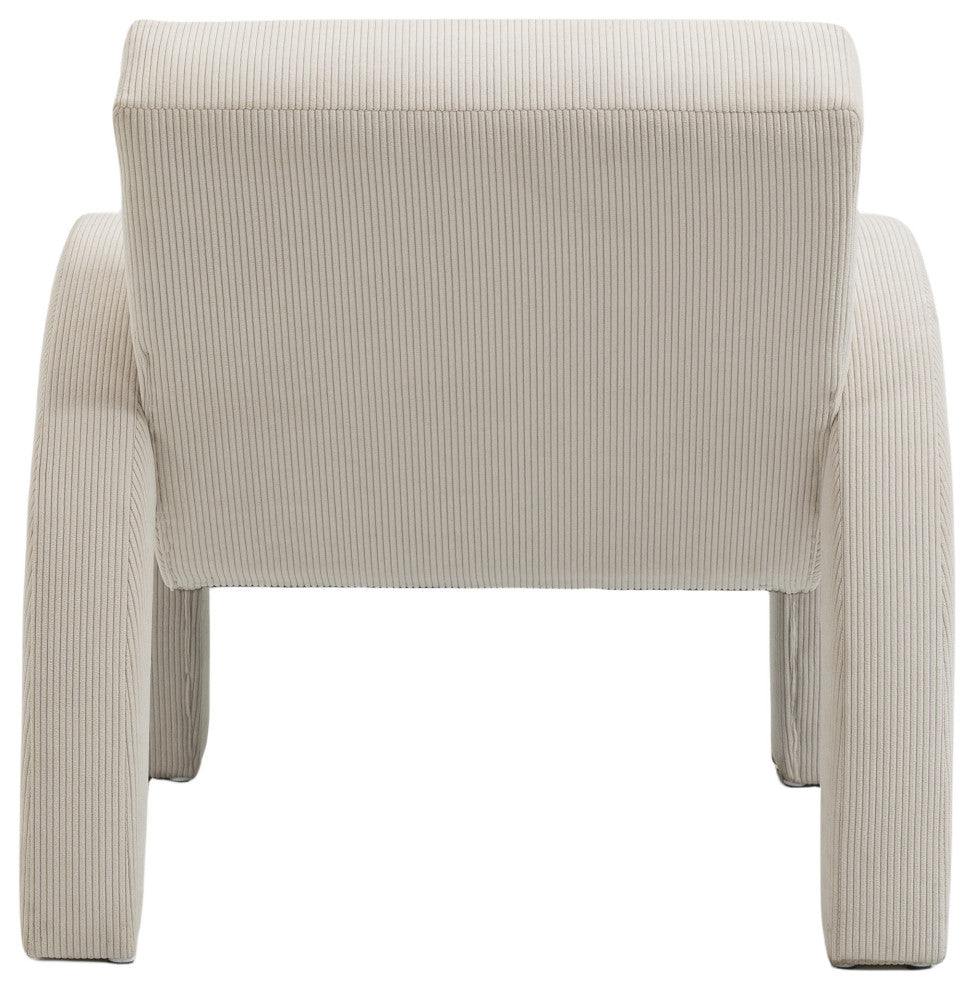 Corduroy Fabric Upholstered Accent Chair, Cream
