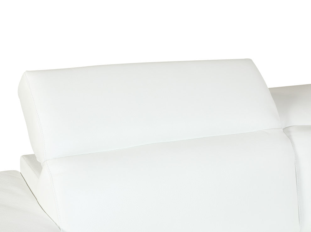 Rome Contemporary Genuine Italian Leather Loveseat White