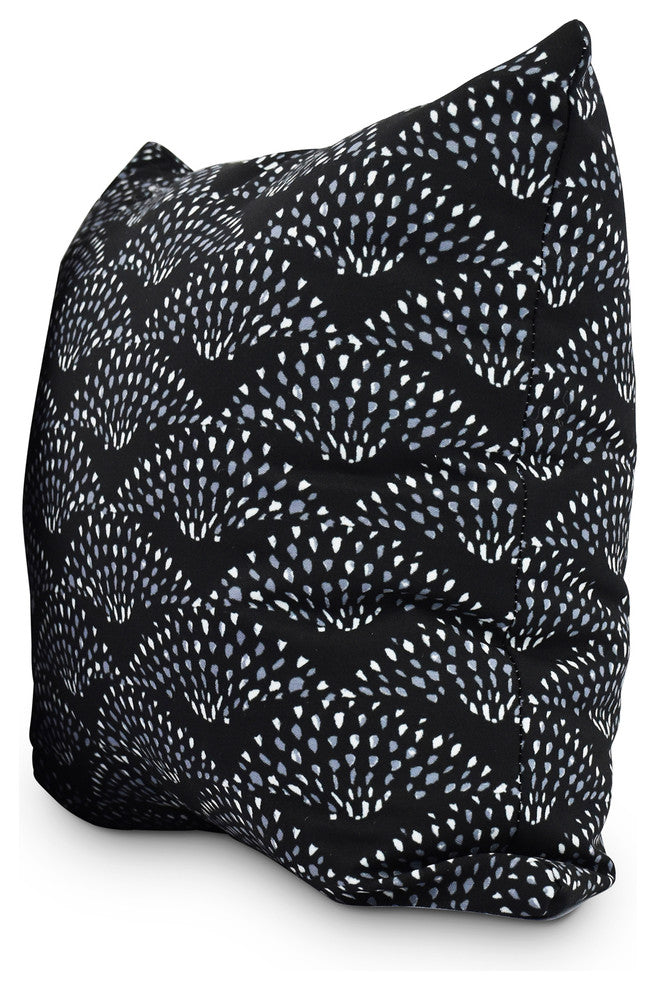 Fan Dance 26" Black Geometric Print Decorative Throw Pillow