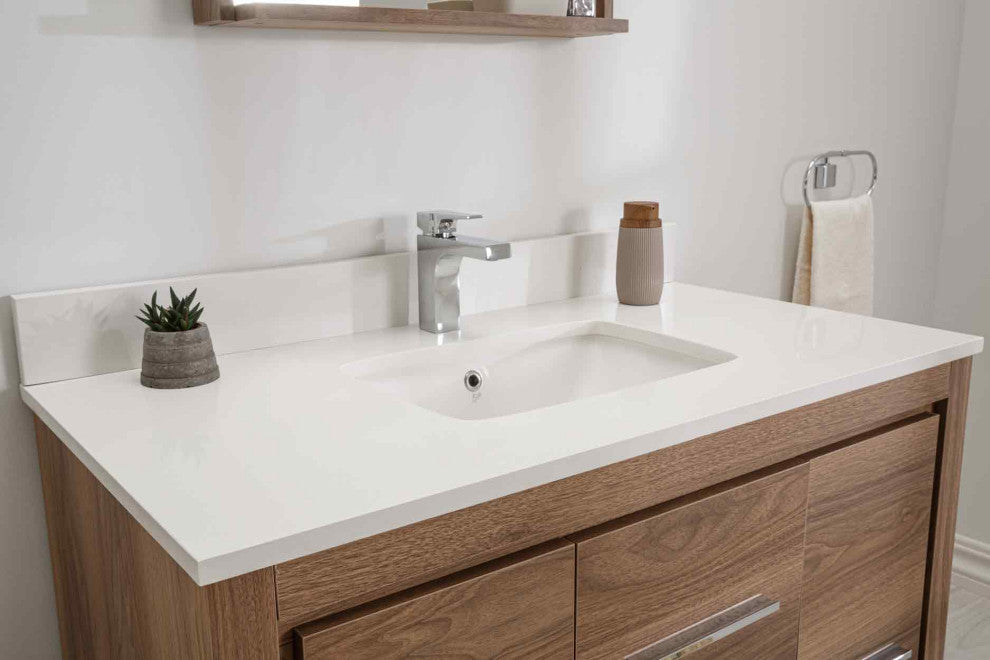 Mila Collection 42" Bathroom Vanity With Sink, Mirror, Countertop, Walnut Brown