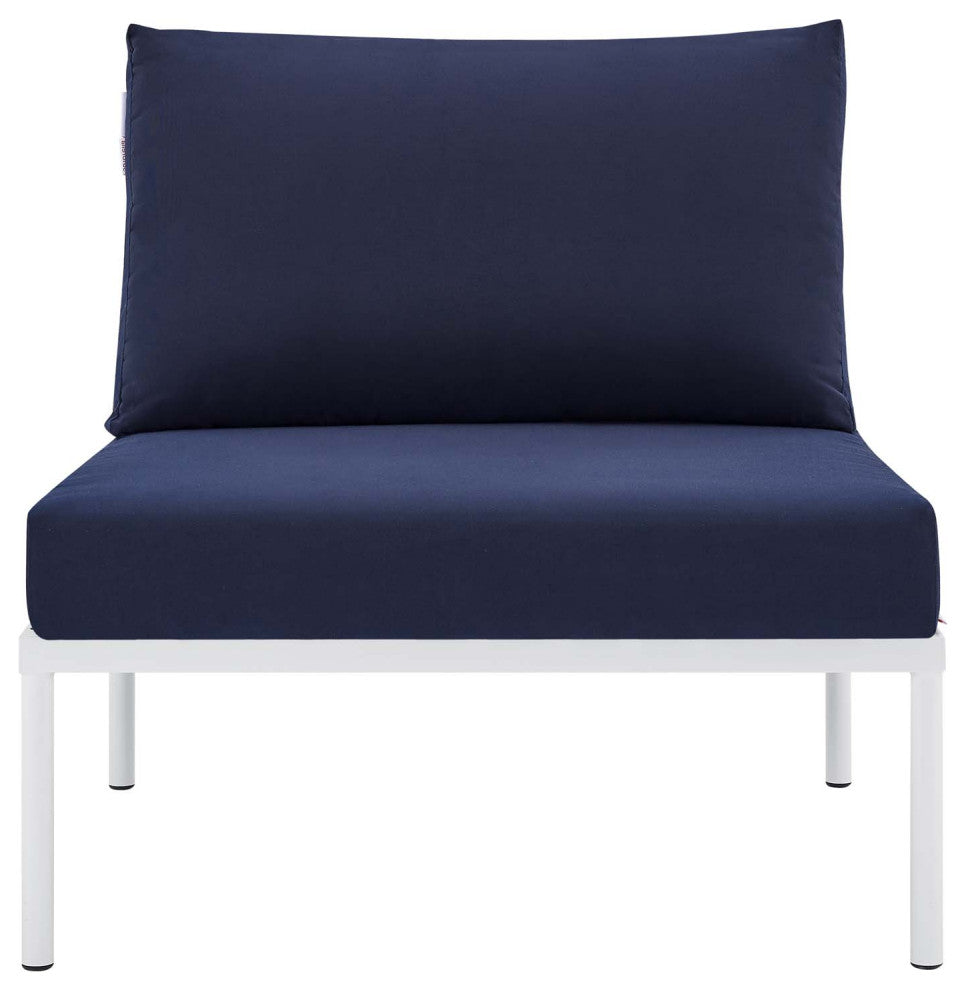 Sofa Middle Chair, Sunbrella, Aluminum, Metal, Blue Navy, Modern, Outdoor Patio
