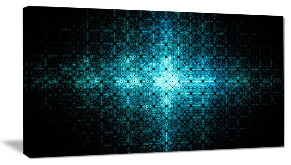 Blue Flash of Light on Radar, Abstract Wall Art Canvas, 32x16