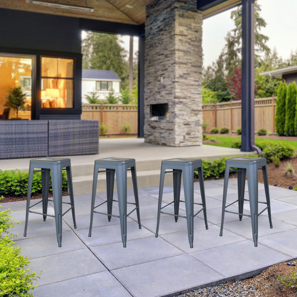 Amerihome Indoor/Outdoor 30" Metal Bar Stools, Set of 4