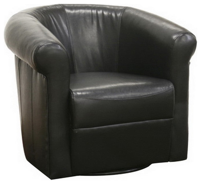 Julian Black Brown Faux Leather Club Chair With 360 Degree Swivel (Set of 2)