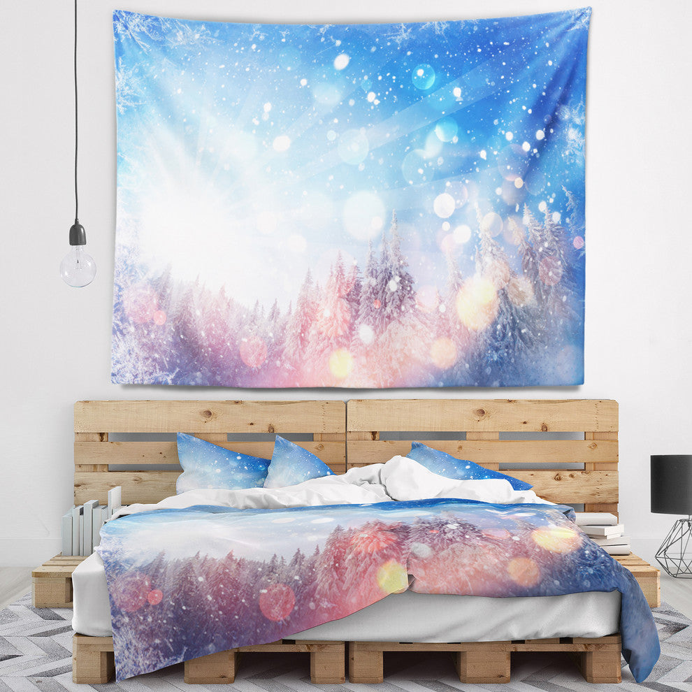 Winter Trees Snowbound Landscape Wall Tapestry, 92"x78"