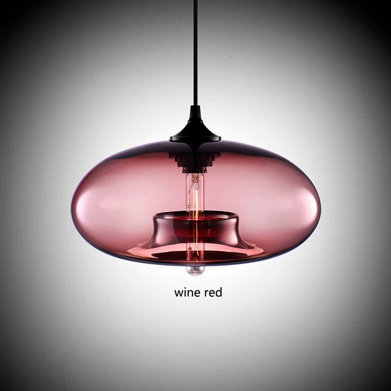 MIRODEMIÂ® Tourrettes-sur-Loup Loft Glass Pendant Lamp, Wine Red