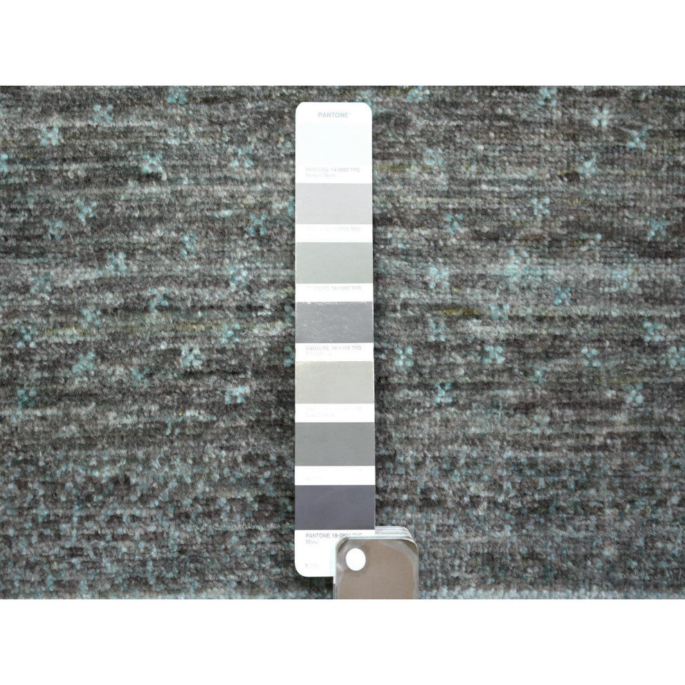 Gray, Afghan Kashkuli Gabbeh Design, Wool Hand Knotted Runner Rug, 2'8"x7'8"