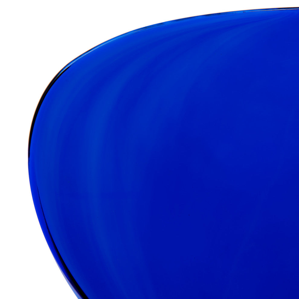 LeisureMod Modern Oyster Transparent Side Chair, Set of 4 Transparent Blue