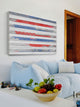 "Striped America" Print on White Wood, 36"x24"