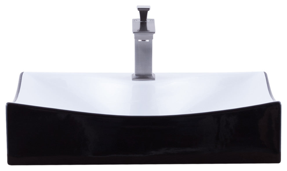 Porcelain Vessel Sink and Faucet Set, Brushed Nickel