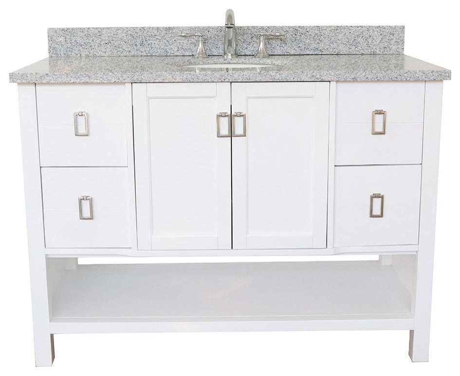 49" Single Vanity, White Finish With Gray Granite Top