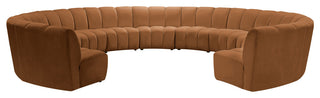 Infinity Channel Tufted Velvet Modular Chair, Saddle, 11 Piece