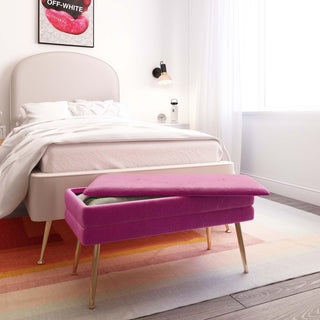 Ziva Plum Velvet Storage Bench - Plum