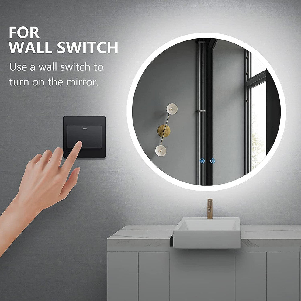 Bathroom LED Make Up Mirror Smart Touch Control 3 Color Dimming Light Waterproof