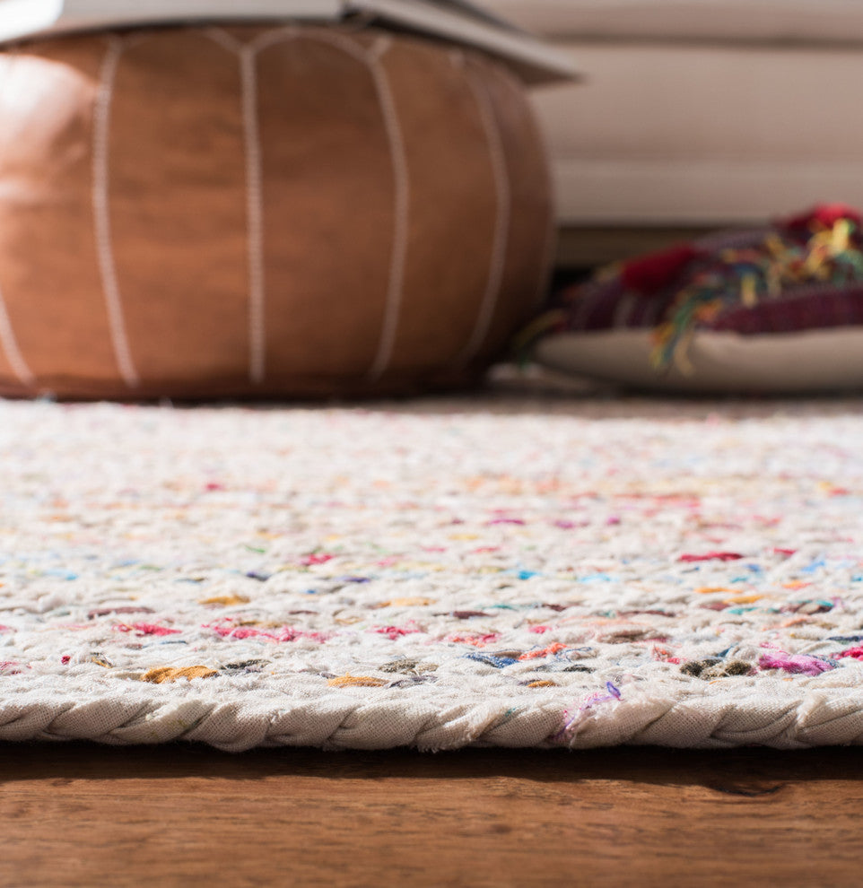 Safavieh Braided Collection BRD210 Rug, Ivory/Multi, 4' Round