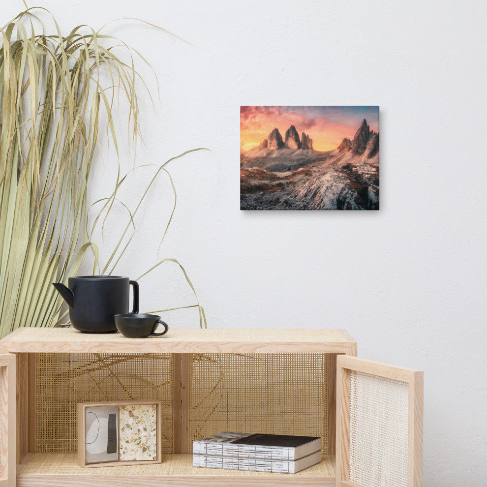 Mountain Colorful Cloudy Sunset 2 Canvas Wall Art Prints, 12" X 16"