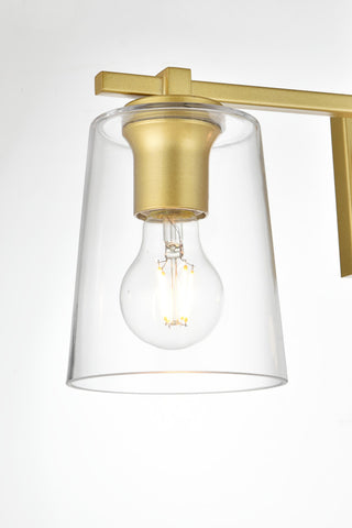 3 Light Brass And Clear Bath Sconce