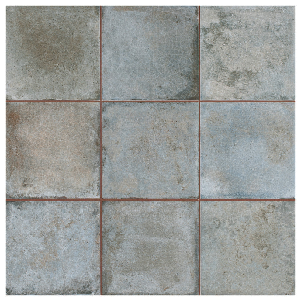 Kings Etna Encaustic Ceramic Floor and Wall Tile, Blue