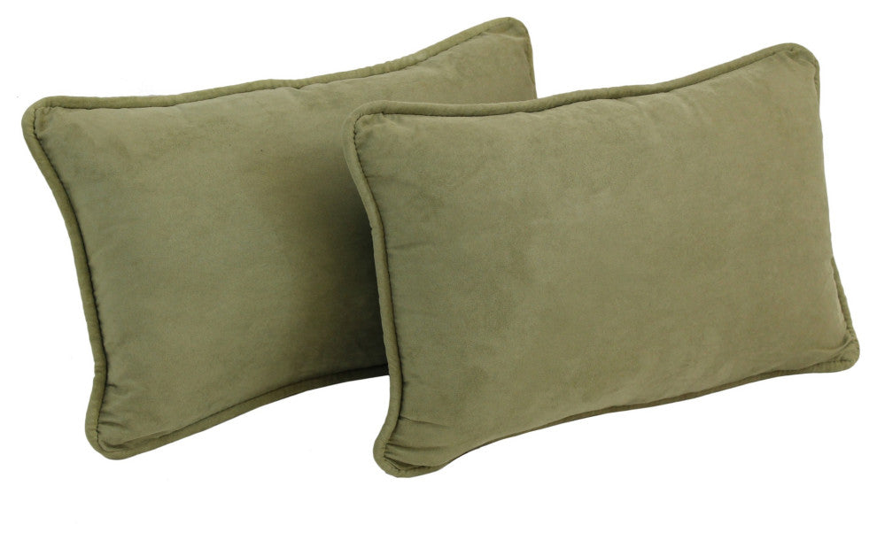 20"X12" Double-Corded Solid Microsuede Back Support Pillows Set of 2, Sage Green