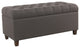 Benzara BM195768 Fabric Button Tufted Wooden Bench, Hinged Storage, Dark Gray
