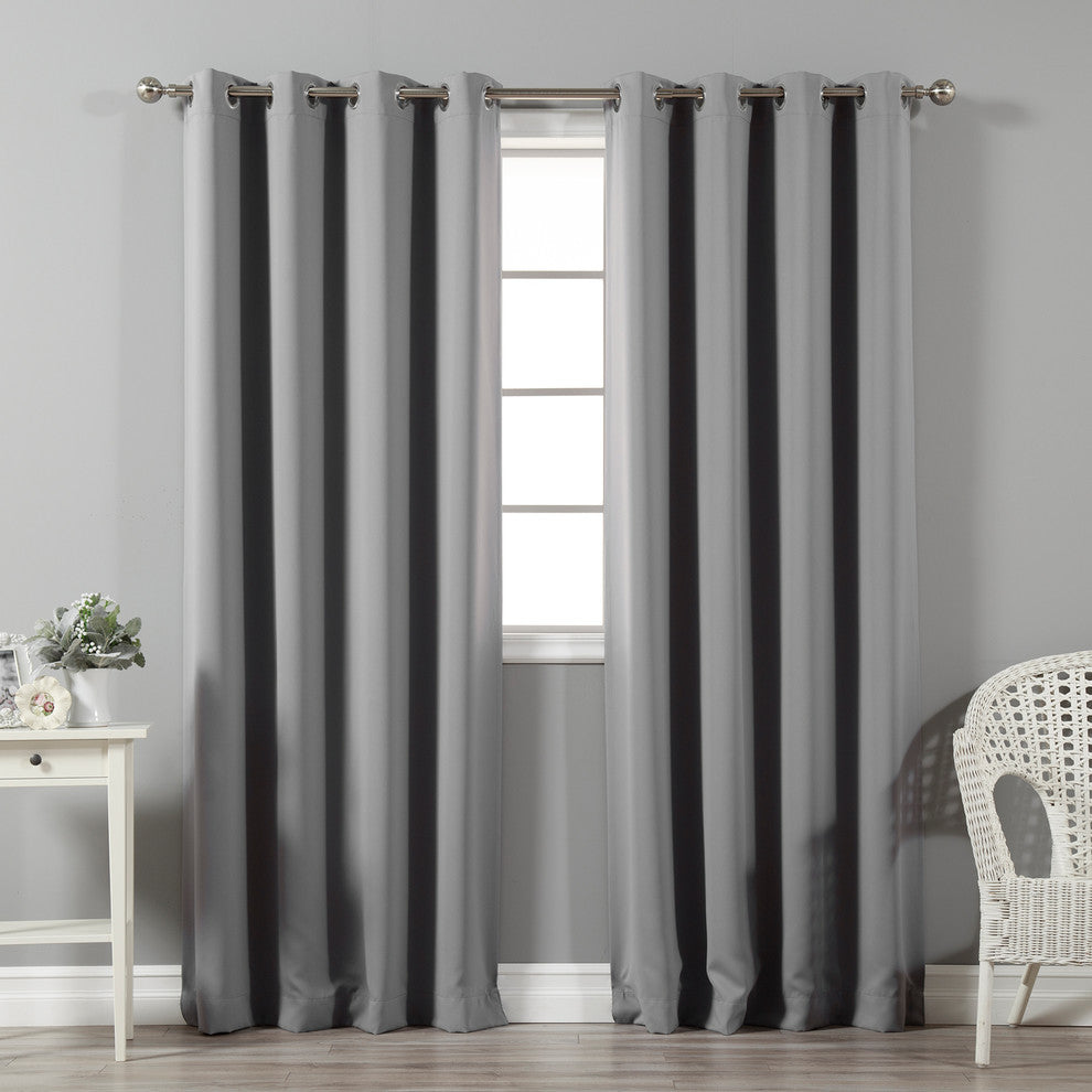 Silver Grommet Top Solid Thermal Insulated Blackout Curtain, Gray, 84"