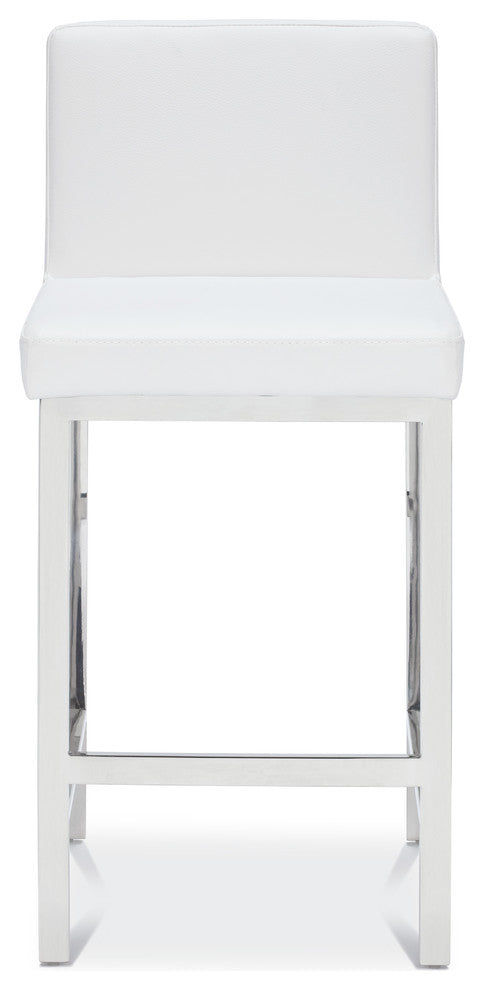 Brook Counter Stool, White/Polished Stainless Steel, White/Polished Stainless St