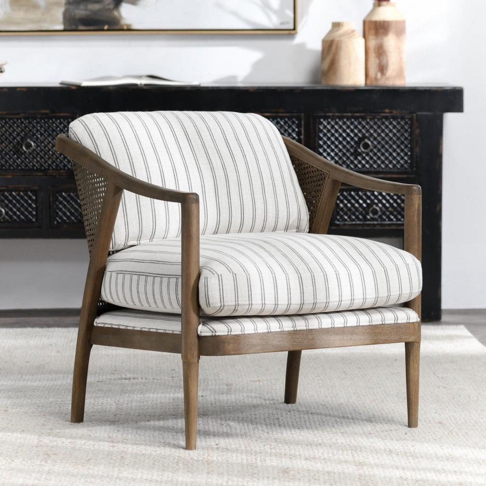 Cody Accent Chair by Kosas Home, White Navy Stripe