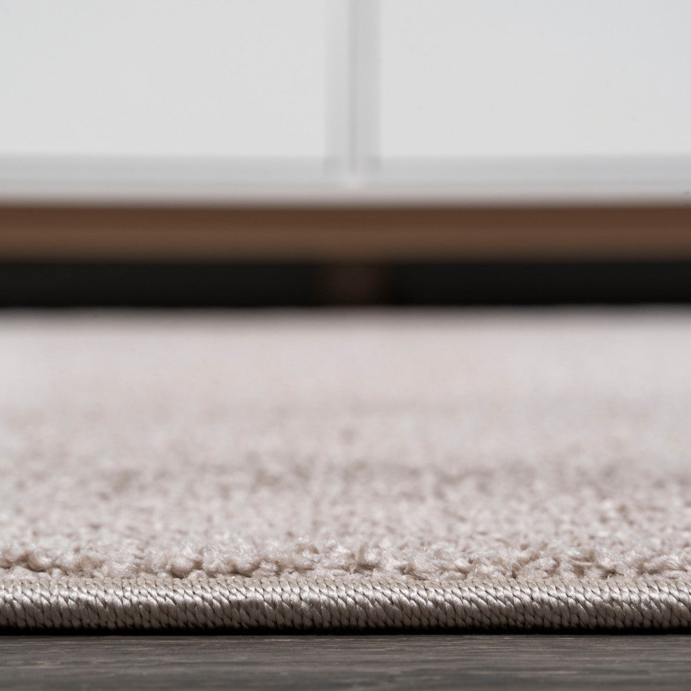 Haze Solid Low-Pile Beige 2 ft. x 16 ft. Runner Rug