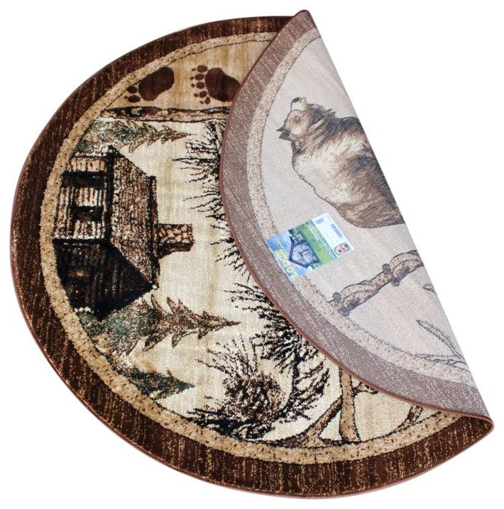 Vale Collection Rustic Wildlife Themed Area Rug, Beige, 6' X 6'