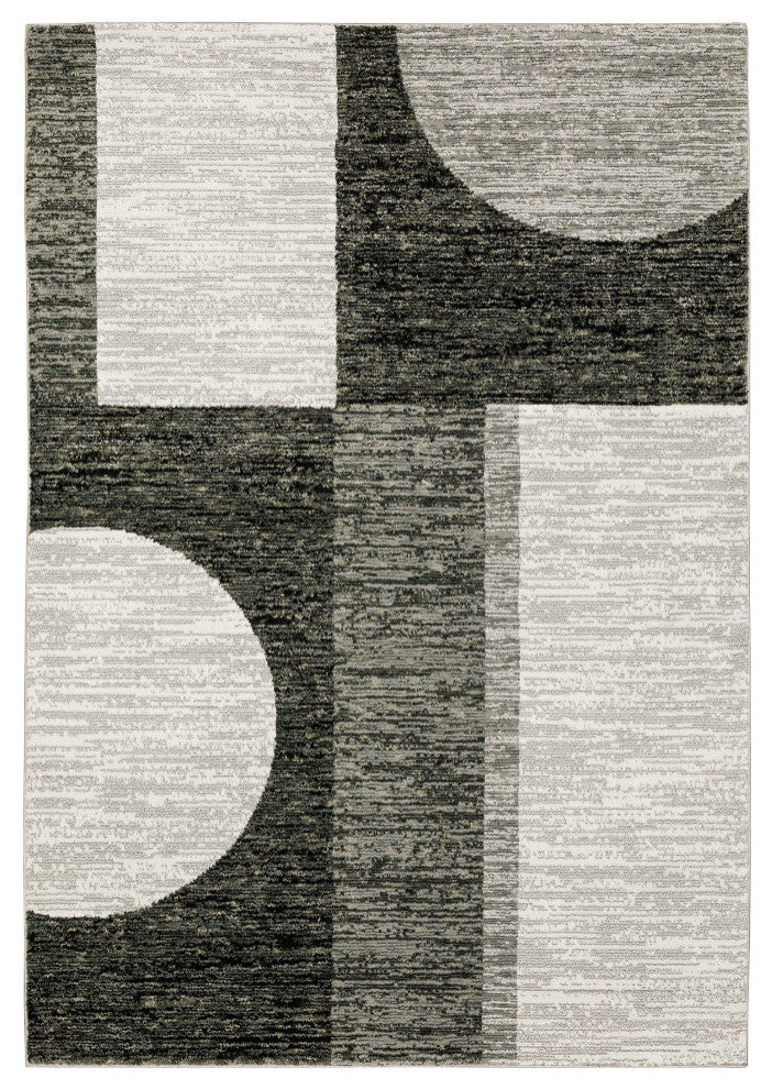 Sadie Geometric Power-Loomed Area Rug, Charcoal/Gray, 3'3"x5'2"