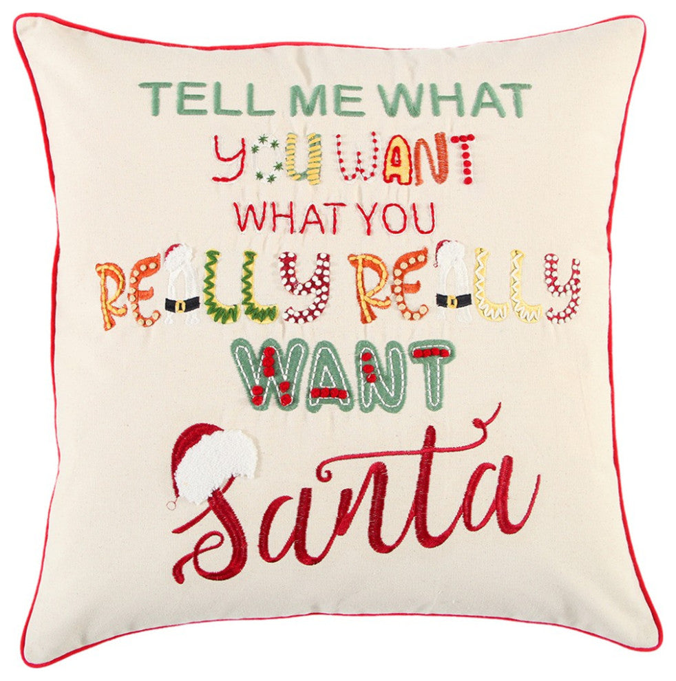 Ivory Red Cheeky Santa Sentiment Throw Pillow