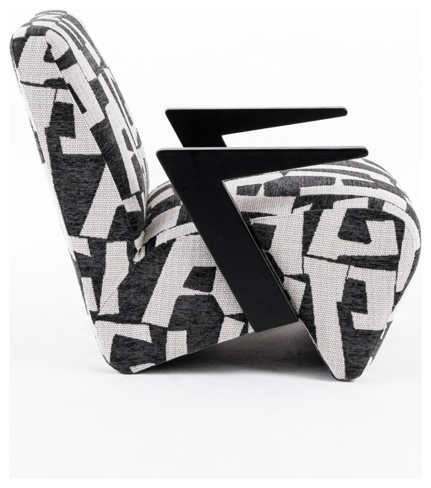 Modrest Leana Modern Black and White Fabric Accent Chair