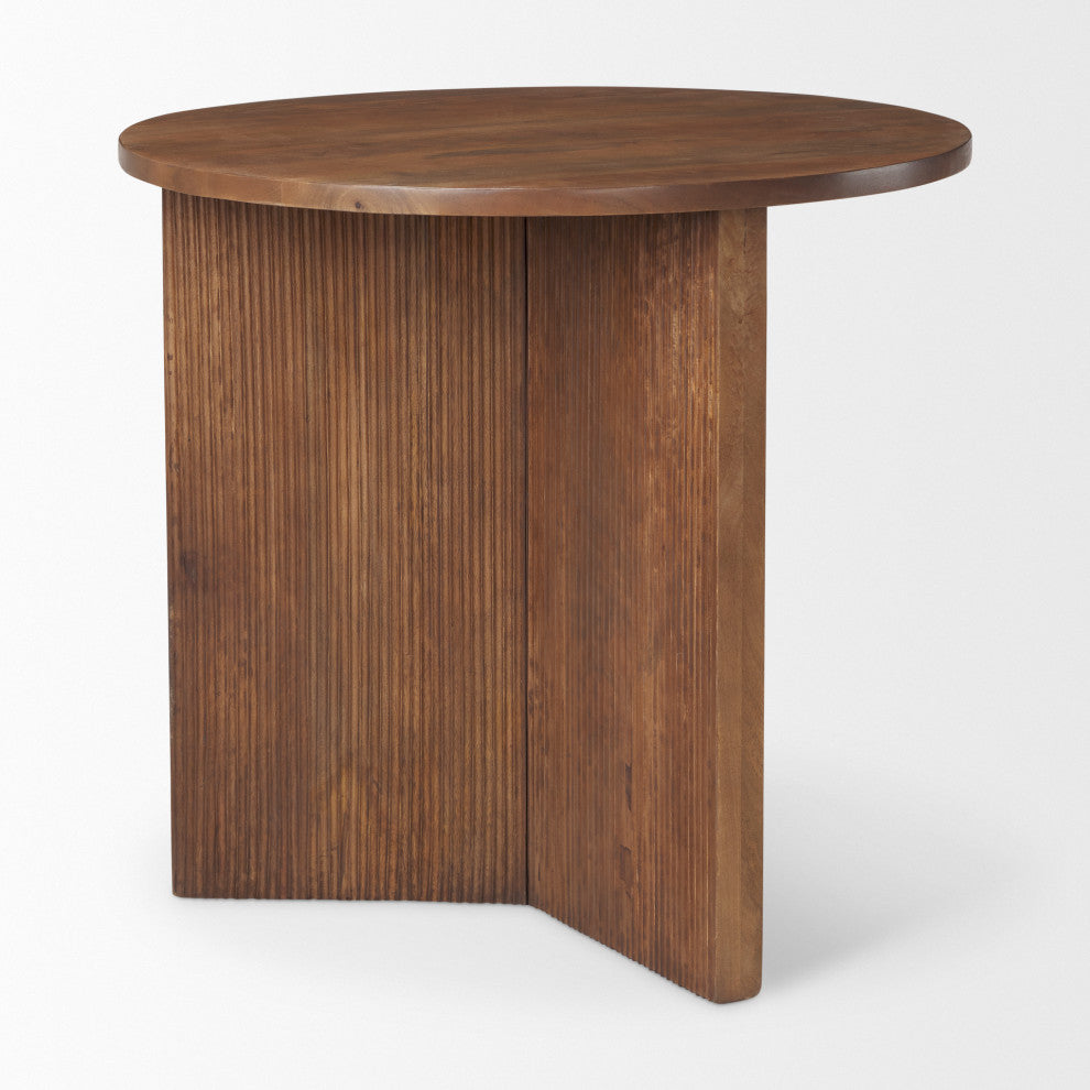 Enzo 32" Round Tabletop With Fluted Wood Base Foyer Accent Table